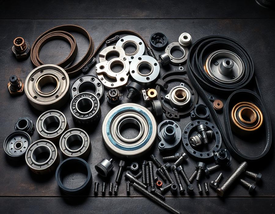 Assortment of mechanical automobile spare parts